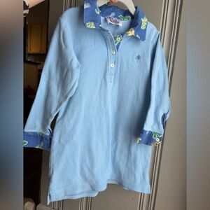 Vintage Lilly Pulitzer Girls Size 4-5 XS Blue Kids Dress with Patterned Collar
